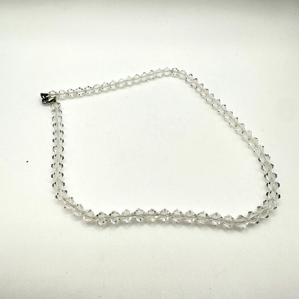 15” bi-cone crystal beaded, sterling silver clasp necklace!